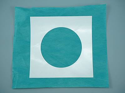 Fita dupla face PE hospitalar com furo para campos cirúrgicos