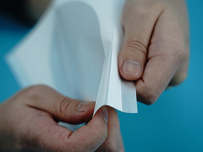 Fita dupla face PET hospitalar com furo para campos cirúrgicos